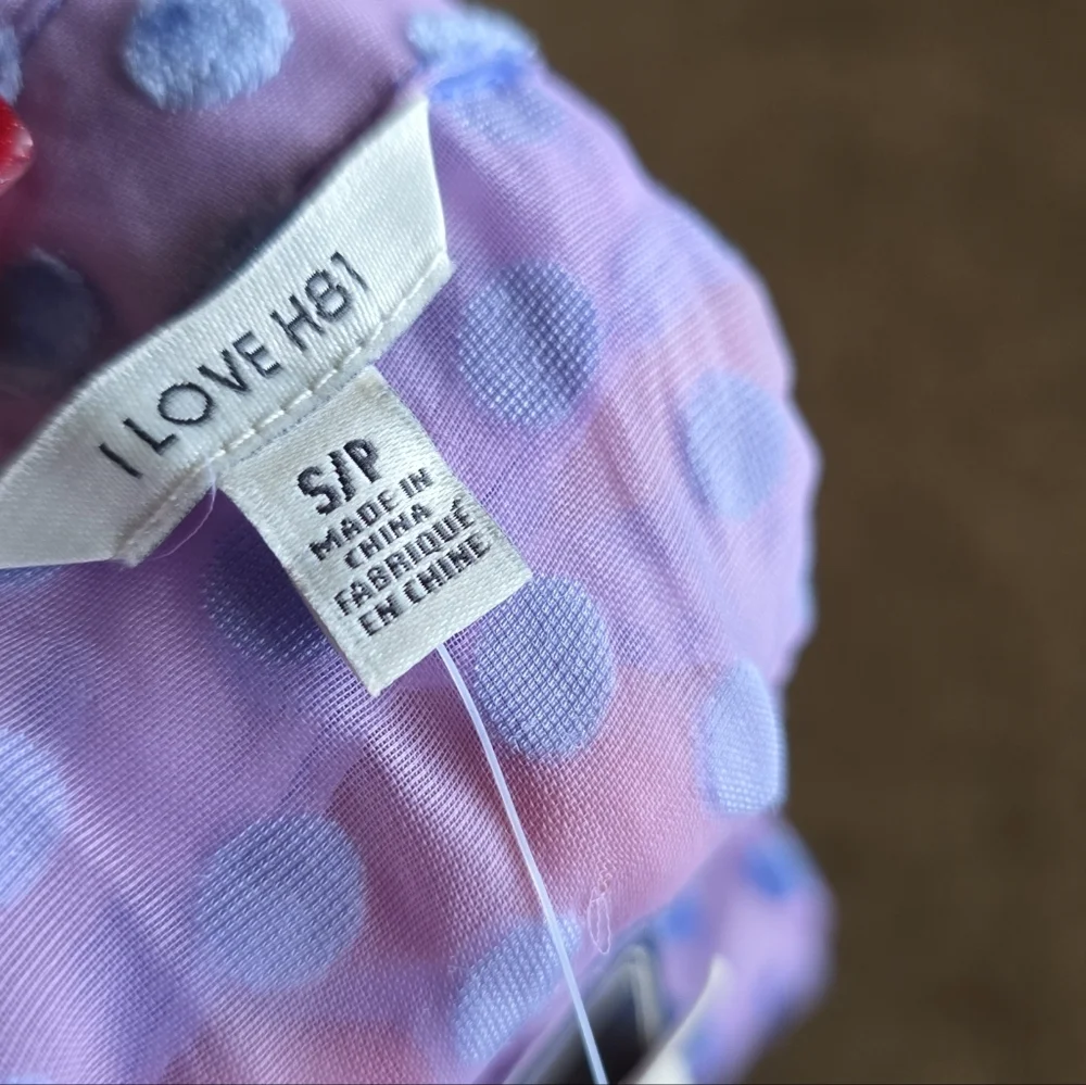 I LOVE H81 LAVENDER POLKA DOT HALTER TANK TOP SZ SMALL-NEW - Picture 5 of 5